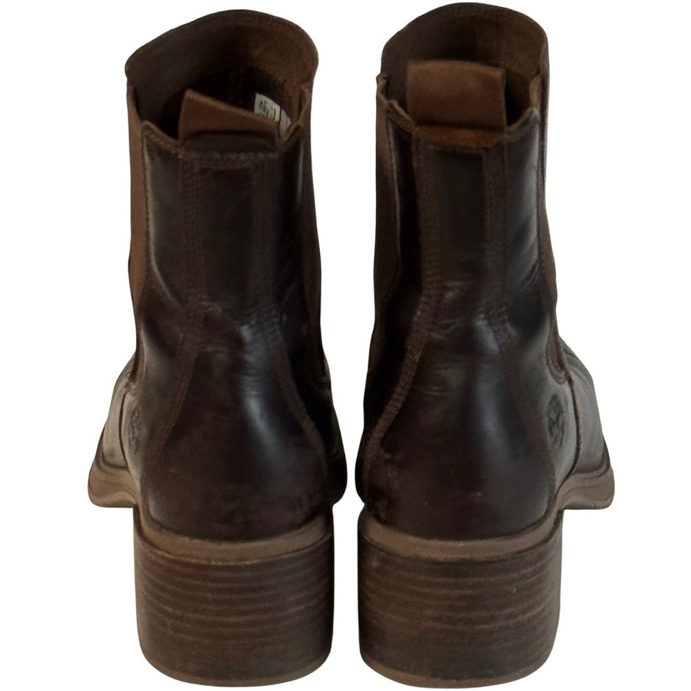 Timberland Womens 7.5 Brown Leather Chelsea Ankle Boots Block Heel ReBOTL Casual - Picture 5 of 10
